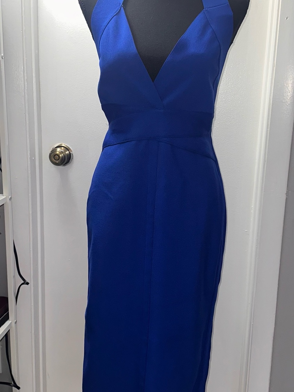Fashion Nova Cobalt Blue V-Neck Midi Dress